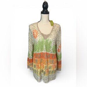 Sigrid Olsen Women's Crochet Tunic Large NWT & Handmade Pink Bamboo Handle Bag